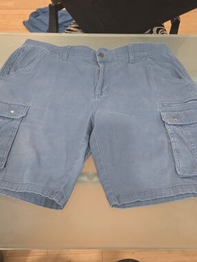 Men's Washed Blue Cargo Shorts with Utility Pockets